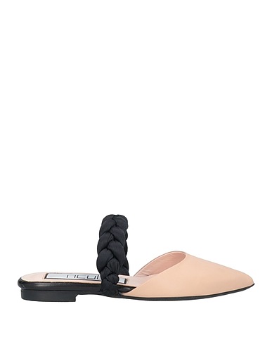NCUB Mule e zoccoli Beige Pelle, Fibre tessili