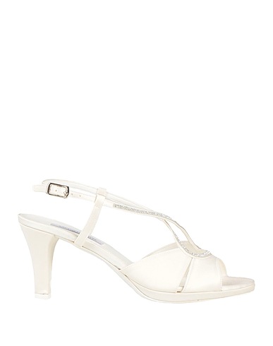 VICTORIA CHRIS Napoli Sandals Off white Textile fibers, Swarovski® Crystal