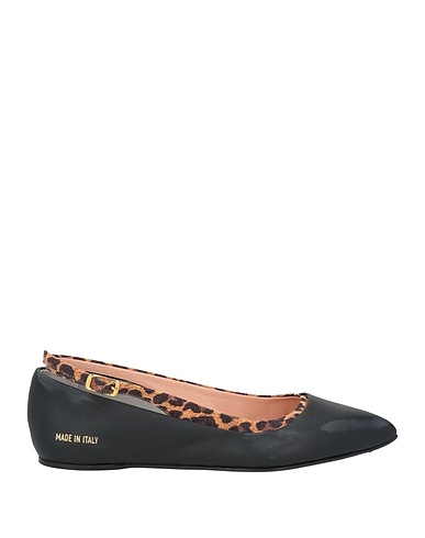 HIDNANDER Ballet flats Black Leather, Textile fibres