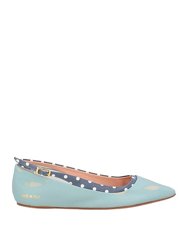 HIDNANDER Ballet flats Sky blue Leather, Textile fibres