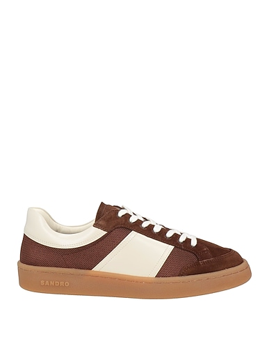 SANDRO Sneakers Dark brown Leather, Textile fibers