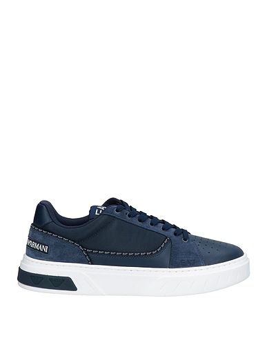 EA7 Sneakers Navy blue 100% Cow leather, Polyamide, Polyester, Polyurethane coated