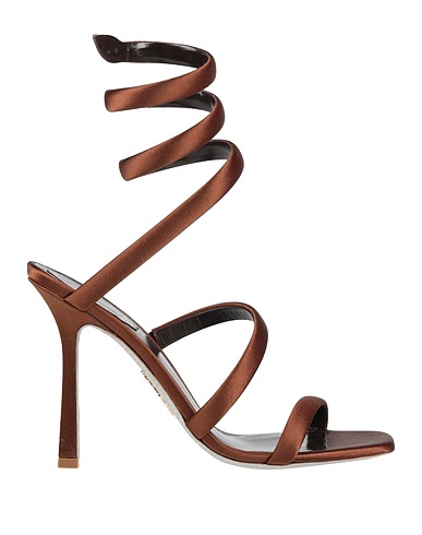 RENE' CAOVILLA Sandals Dark brown Textile fibers