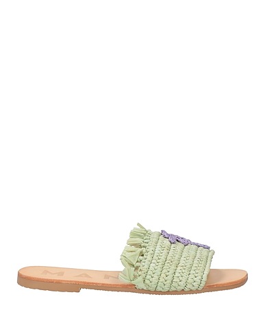 MANEBÍ Sandals Light green Natural raffia