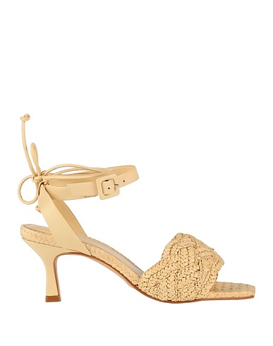 CARRANO Sandals Beige Leather, Natural raffia