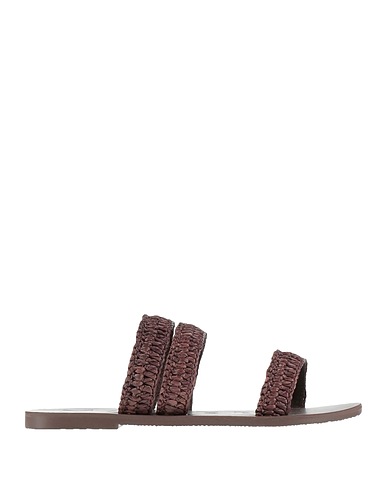 MANEBÍ Sandals Dark brown Natural raffia