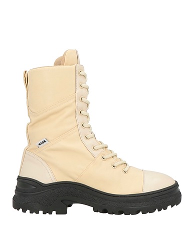 MSGM Ankle boot Beige Leather, Textile fibres
