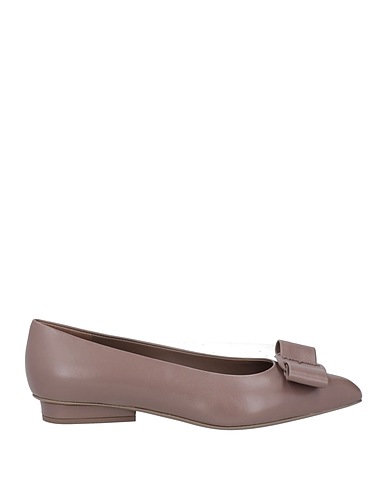FERRAGAMO Ballet flats Khaki Lambskin