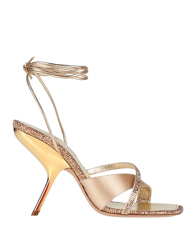 FERRAGAMO Sandals Gold Leather, Viscose, Silk
