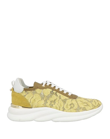 BALDININI Sneakers Verde lime Pelle di vitello, Fibre tessili