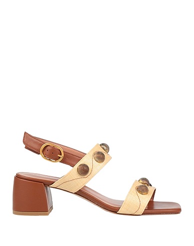BALDININI Sandals Sand Leather, Textile fibres