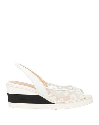 BALDININI Sandals White Calfskin, Textile fibers