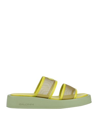 BALDININI Sandals Lime green Leather, Textile fibers