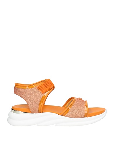 BALDININI Sandals Orange Leather, Textile fibres, Plastic