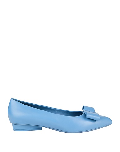 FERRAGAMO Ballet flats Sky blue Calfskin