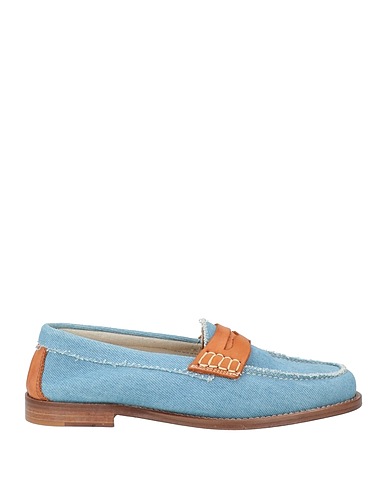 BALDININI Loafers Blue Textile fibers, Leather