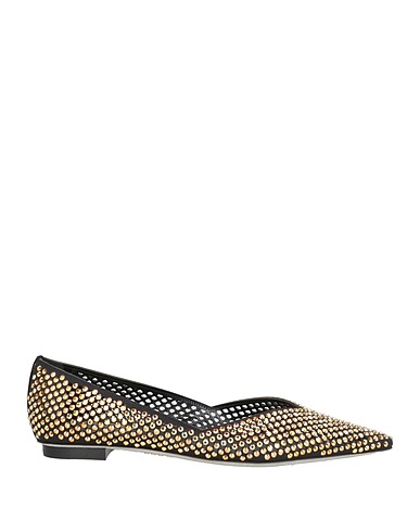 RENE' CAOVILLA Ballet flats Black Leather, Textile fibers