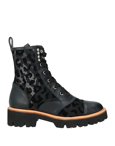 BALDININI Ankle boot Black Calfskin, Textile fibers