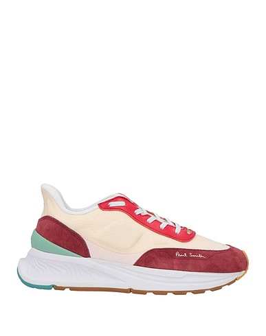 PAUL SMITH Sneakers Burgundy Leather, Textile fibers