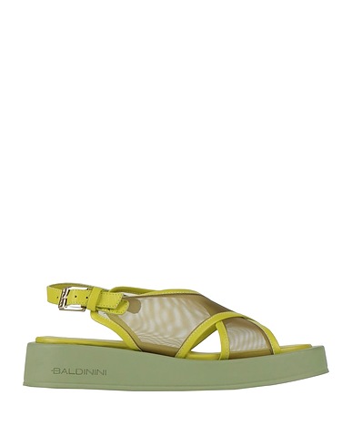 BALDININI Sandali Verde lime Pelle, Fibre tessili