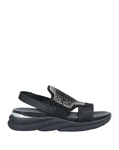 BALDININI Sandali Nero Pelle di vitello, Fibre tessili