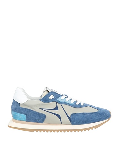 ARCHIVIO,22 Sneakers Slate blue Leather, Textile fibers