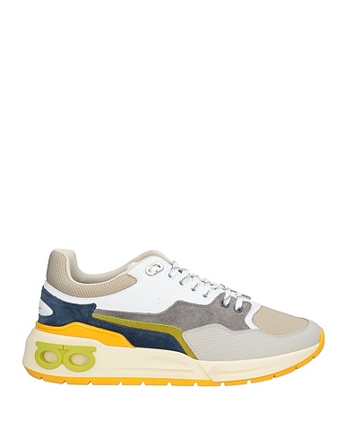 FERRAGAMO Sneakers Grey Calfskin, Textile fibers