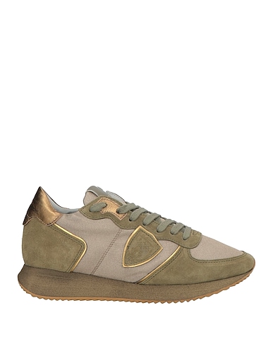 PHILIPPE MODEL Sneakers Military green Textile fibers, Leather