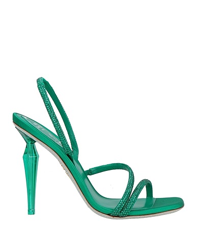 RENE' CAOVILLA Sandali Verde smeraldo Fibre tessili