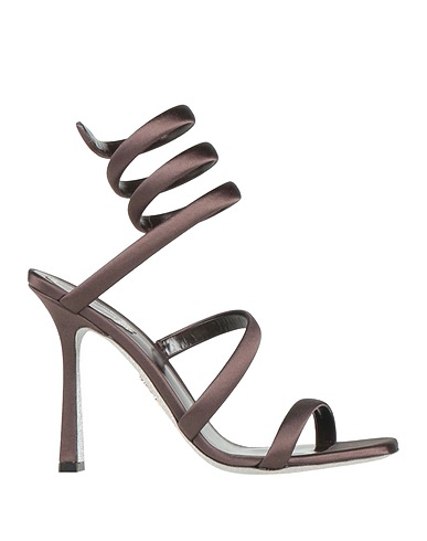 RENE' CAOVILLA Sandals Dark brown Textile fibres