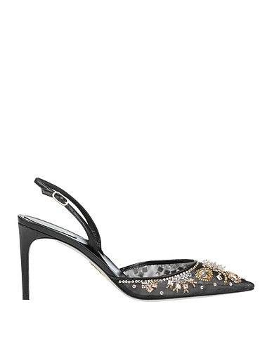RENE' CAOVILLA Pumps Schwarz Gewebefasern, Leder