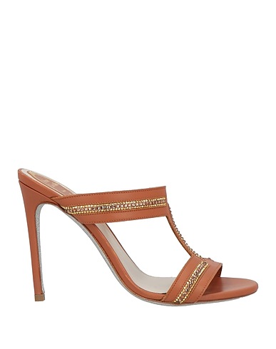 RENE' CAOVILLA Sandali Marrone Pelle, Fibre tessili