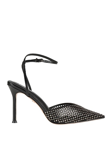 LOLA CRUZ Pump Black Leather, Textile fibers