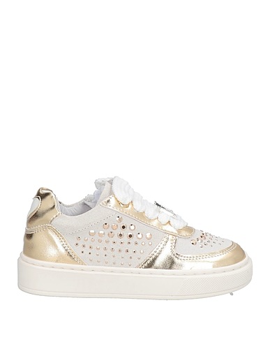 MONNALISA Sneakers Light grey Calfskin, Polyurethane, Polyester
