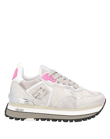 LIU •JO Sneakers Light grey Leather, Textile fibres