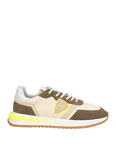 PHILIPPE MODEL Sneakers Beige Leather, Textile fibers