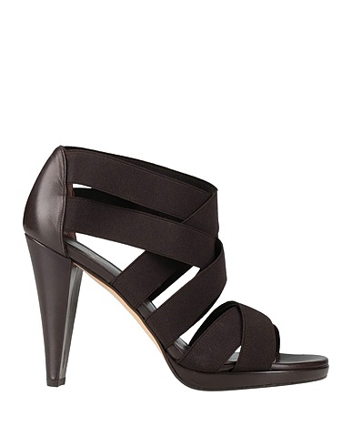 STUART WEITZMAN Sandals Dark brown Leather, Textile fibers