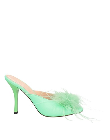 PINKO Sandali Verde chiaro Fibre tessili, Piume