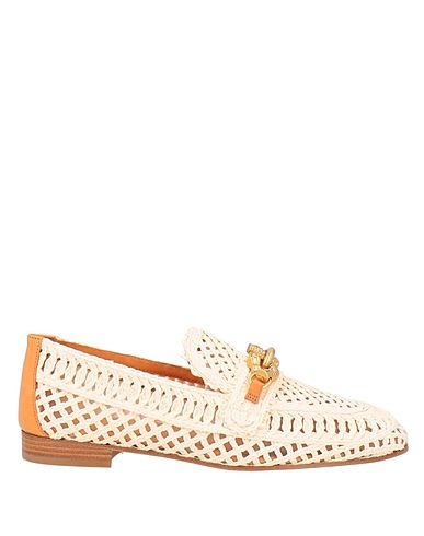 TORY BURCH Loafers Beige Natural raffia, Leather