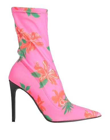 PINKO Ankle boot Fuchsia Leather, Textile fibres