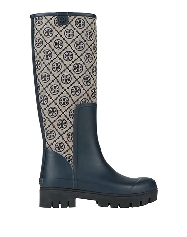 TORY BURCH Boots Navy blue Textile fibres, Rubber