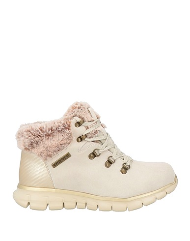 SKECHERS Ankle boot Off white Leather, Textile fibres