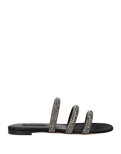 CASADEI Sandals Black Leather, Textile fibres