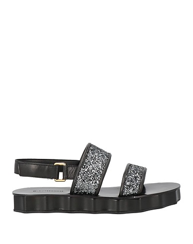 L' AUTRE CHOSE Sandals Charcoal Leather, Textile fibers