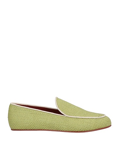CHARLES PHILIP Milano Loafers Green Leather, Natural raffia