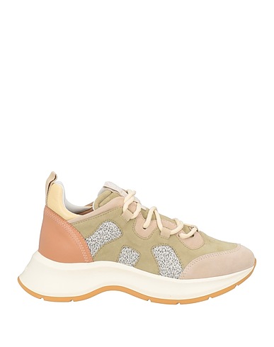 HOGAN Sneakers Military green Leather, Textile fibres