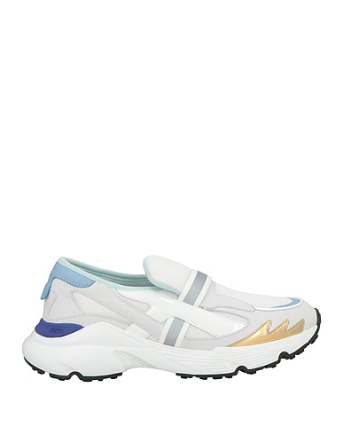 TOD'S Sneakers White Leather, Textile fibres