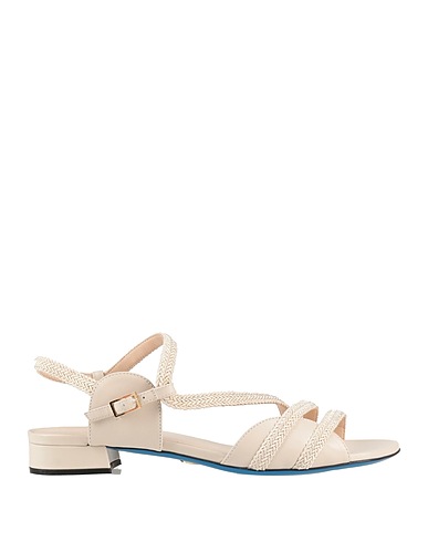 LORIBLU Sandals Ivory Leather, Textile fibers