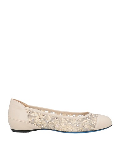 LORIBLU Ballet flats Ivory Calfskin, Textile fibres
