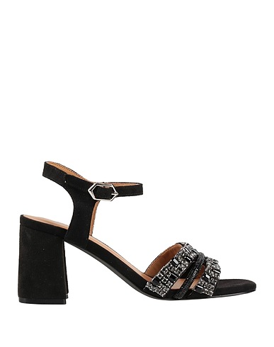 DIVINE FOLLIE Sandals Black Textile fibres